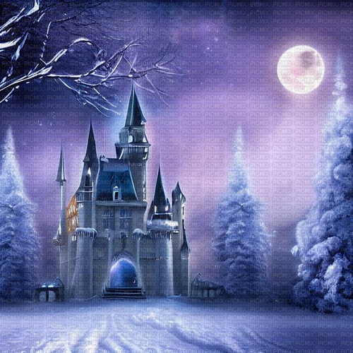 kikkapink winter magic fantasy background castle - kostenlos png