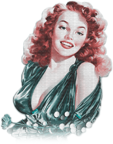 soave woman vintage pin up flowers pink teal - png gratuito