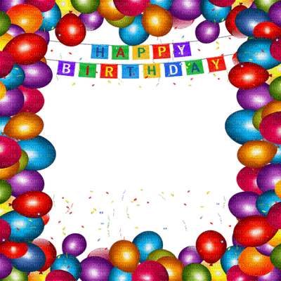 happy birthday frame balloons - PNG gratuit