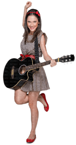 Femme avec une guitare - gratis png