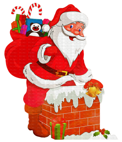 Santa Claus. Christmas. Roof and pipe. Leila - darmowe png