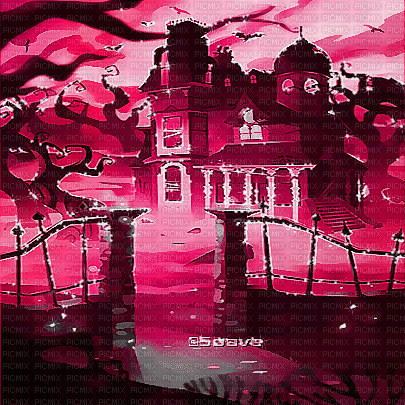 soave background animated halloween  house pink - Kostenlose animierte GIFs