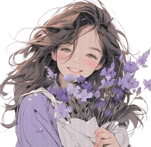 loly33 manga fille fleur - PNG gratuit
