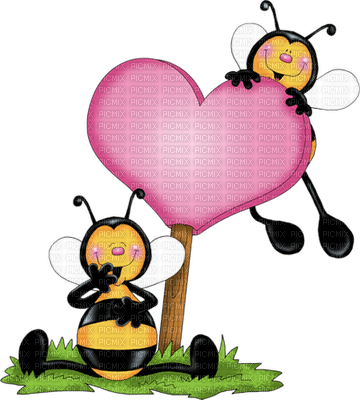 Kaz_Creations Cute Cartoon Love Bees Bee Wasp - besplatni png