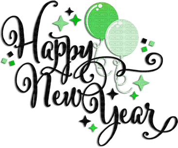 soave text new year deco happy balloon black - Free PNG