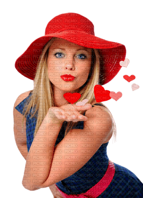 Kaz_Creations Woman Femme Hat Love Hearts - png gratuito
