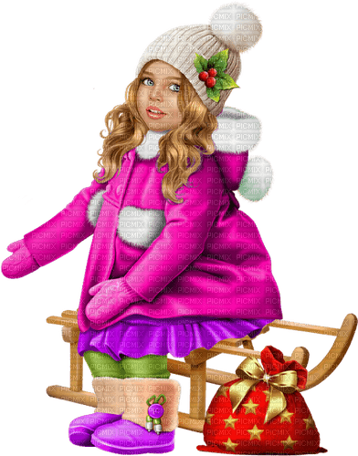 Christmas. Winter. Children. Girl. Leila - ücretsiz png