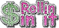 rollin in it pink money green dollar sign glitter - GIF animé gratuit