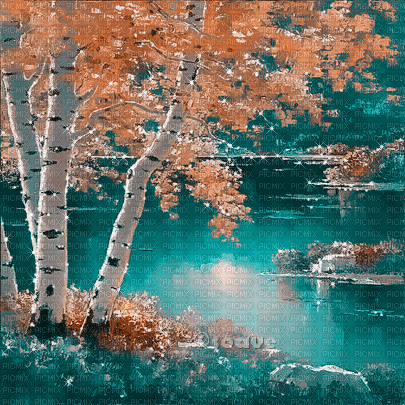 soave background animated autumn forest  tree - Nemokamas animacinis gif