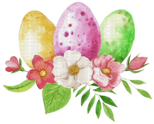 kikkapink spring easter eggs flowers deco - 免费PNG