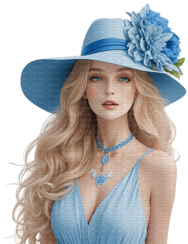 Woman in blue. Hat. Leila - PNG gratuit