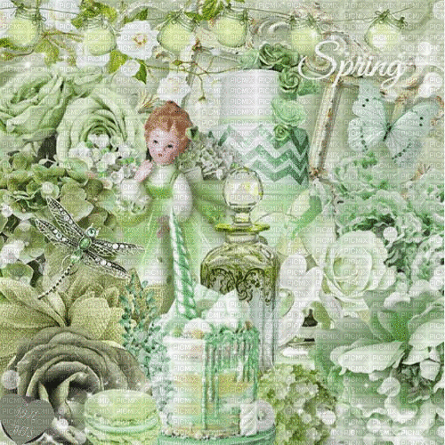 Fond Spring Vert Vintage:) - Ingyenes animált GIF