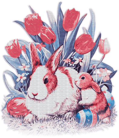 SOAVE EASTER ANIMALS vintage blue pink - png gratuito