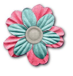 pink/teal flower (credits to owner) - png ฟรี
