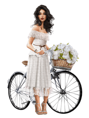 Kaz_Creations Woman Femme Colours Colour-Girls Bicycle Bike - png gratis