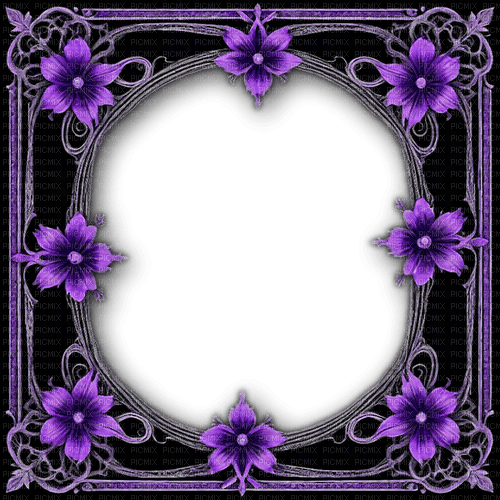 ♡§m3§♡ gothic purple frame flowers - zadarmo png