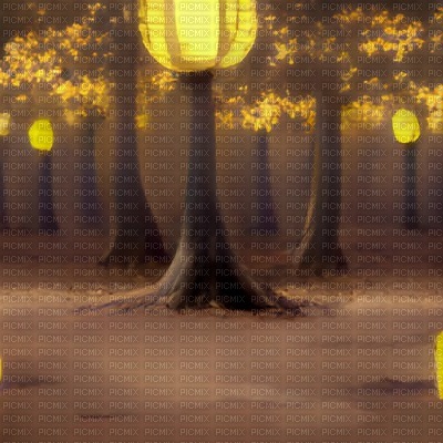 Brown Forest with Yellow Lanterns - PNG gratuit