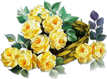 soave deco flowers vintage spring rose basket - Free PNG