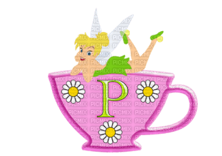 Kaz_Creations Alphabets Tinkerbell On Cup Letter P - besplatni png
