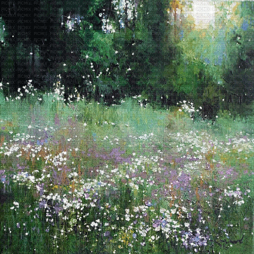 dolceluna animated background flowers field spring - GIF animé gratuit