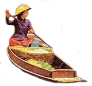 oriental asian woman  boat - бесплатно png