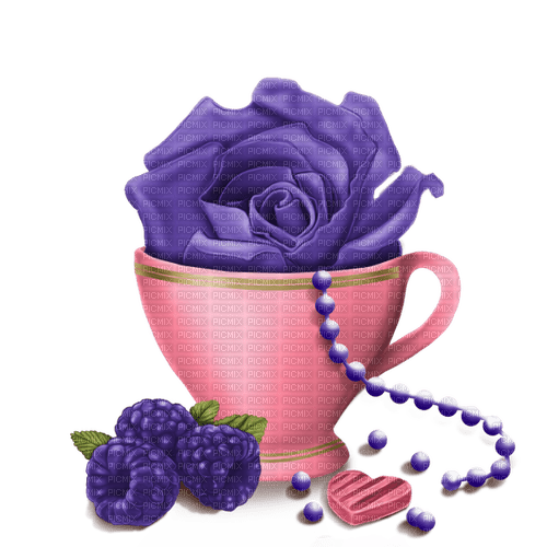 kikkapink cup tea rose flower deco - фрее пнг