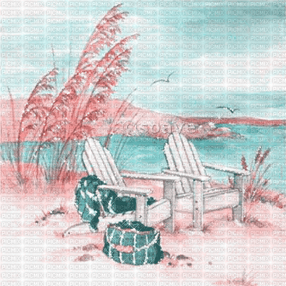 soave background  beach  pink teal - GIF animé gratuit