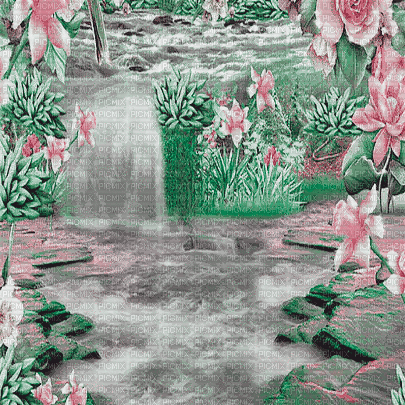 soave background animated   flowers pink green - Безплатен анимиран GIF