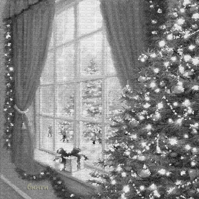 Y.A.M._New year Christmas background black-white - Zdarma animovaný GIF