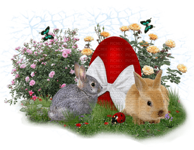 Kaz_Creations Easter Deco Rabbits - 免费PNG