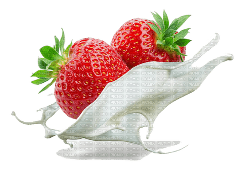 strawberries with milk - ingyenes png