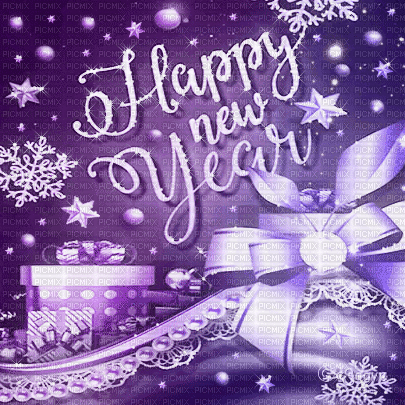 soave background animated happy new year text bow - GIF animasi gratis