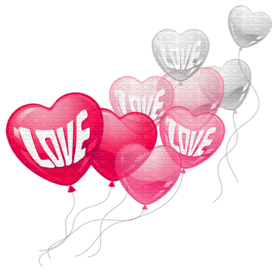 Kaz_Creations Valentine Deco Love Balloons Hearts Text - png grátis