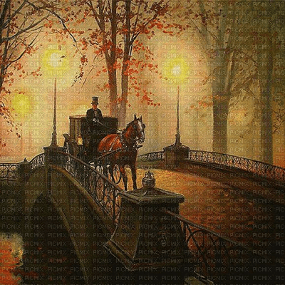 fondo puente coche caballos otoño dubravka4 - ilmainen png