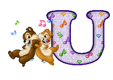 image encre lettre U symbole de musique écureuils Disney edited by me - GIF animate gratis