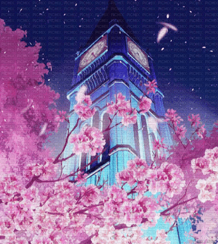 anime background pink blue animated - Besplatni animirani GIF