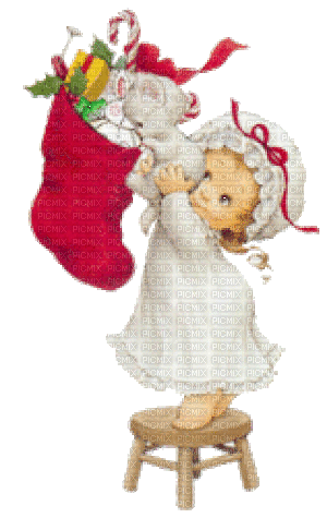 Weihnachten, Kind, Strumpf, Kätzchen - Ingyenes animált GIF