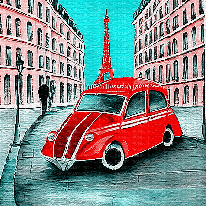 kikkapink paris car animated background - 無料のアニメーション GIF
