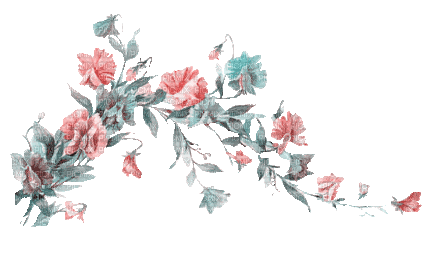 soave deco branch animated flowers  pink teal - GIF animé gratuit