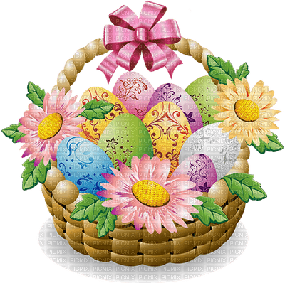 Kaz_Creations Easter Deco Colours Flowers Basket Ribbons Bows Colours - ücretsiz png