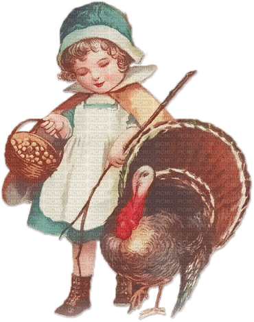 soave children girl thanksgiving  turkey vintage - ücretsiz png