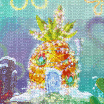 Spongebob's Pineapple at Christmas - GIF animate gratis