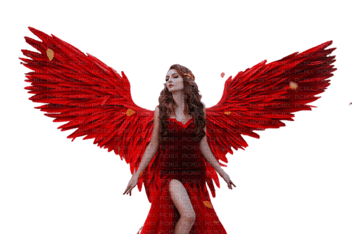 woman gothic fantasy red angel - Free PNG