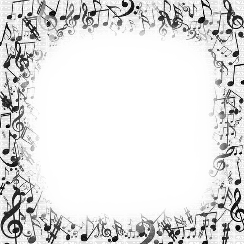 Music.Notes.Frame.Black.White - By KittyKatLuv65 - Free PNG