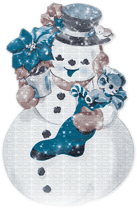 soave deco winter christmas snowman blue brown - PNG gratuit