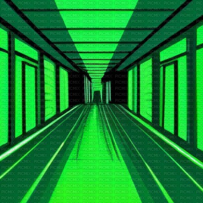 Green Neon Corridor - 無料png