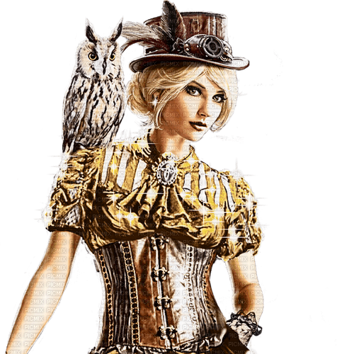 SM3 STEAMPUNK GOLD IMAGE VINTAGE FEMALE - 無料png