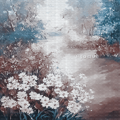 soave background animated flowers  blue brown - Free animated GIF