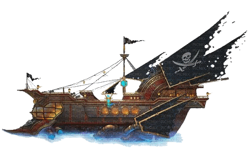 pirate steampunk boat - Безплатен анимиран GIF