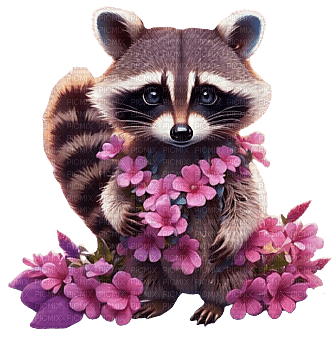 Mapache con flores - Free PNG